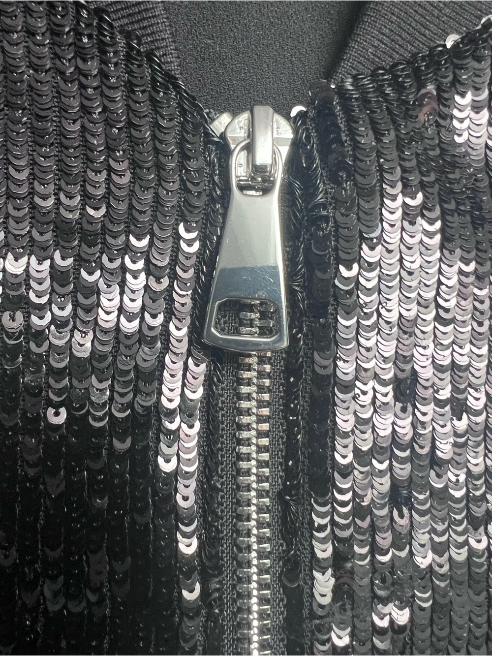 Express Black Sequin bomber Jacket - Picture 3 of 6